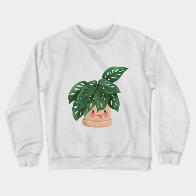 Cute Plant Illustration, Monstera Adansonii 2 Crewneck Sweatshirt by gusstvaraonica